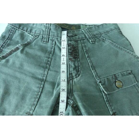 Mid Rise Pants Women's 29 Army Green Y2K Loose Straight Heavy Cotton - Picture 5 of 8